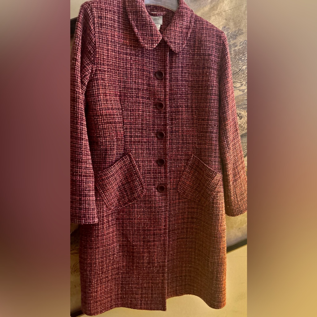 Garnet Hill Pink Tweed Dress Business Coat Sz 10 *